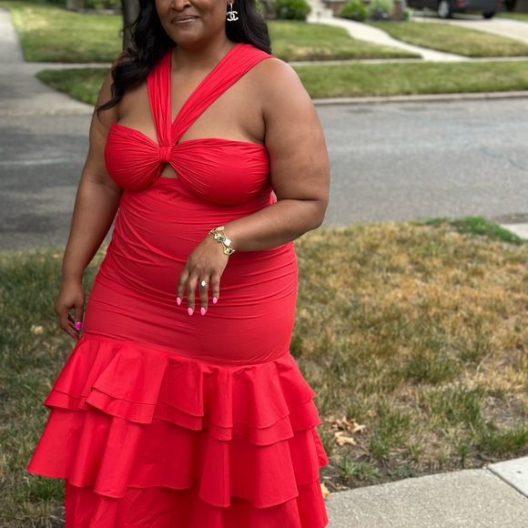 Red Ruffle Dress - Picture 1 of 2